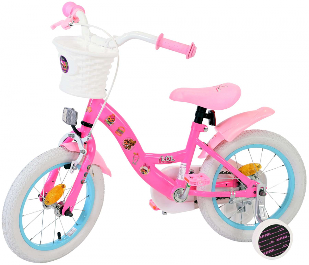 Bicicleta pentru fete LOL Surprise, 14 inch, culoare roz, frana de mana fata + contra [3]