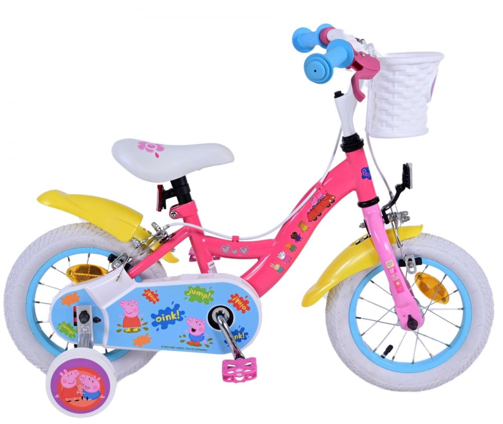 Bicicleta pentru fete Peppa Pig, 12 inch, culoare Roz, frana de mana fata si spate