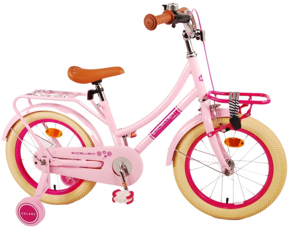 Bicicleta pentru fete Volare Excellent, 16 inch, culoare roz, frana de mana fata si contra