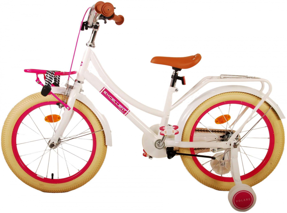 Bicicleta pentru fete Volare Excellent, 18 inch, culoare alb, frana de mana fata si frana contra spate [4]