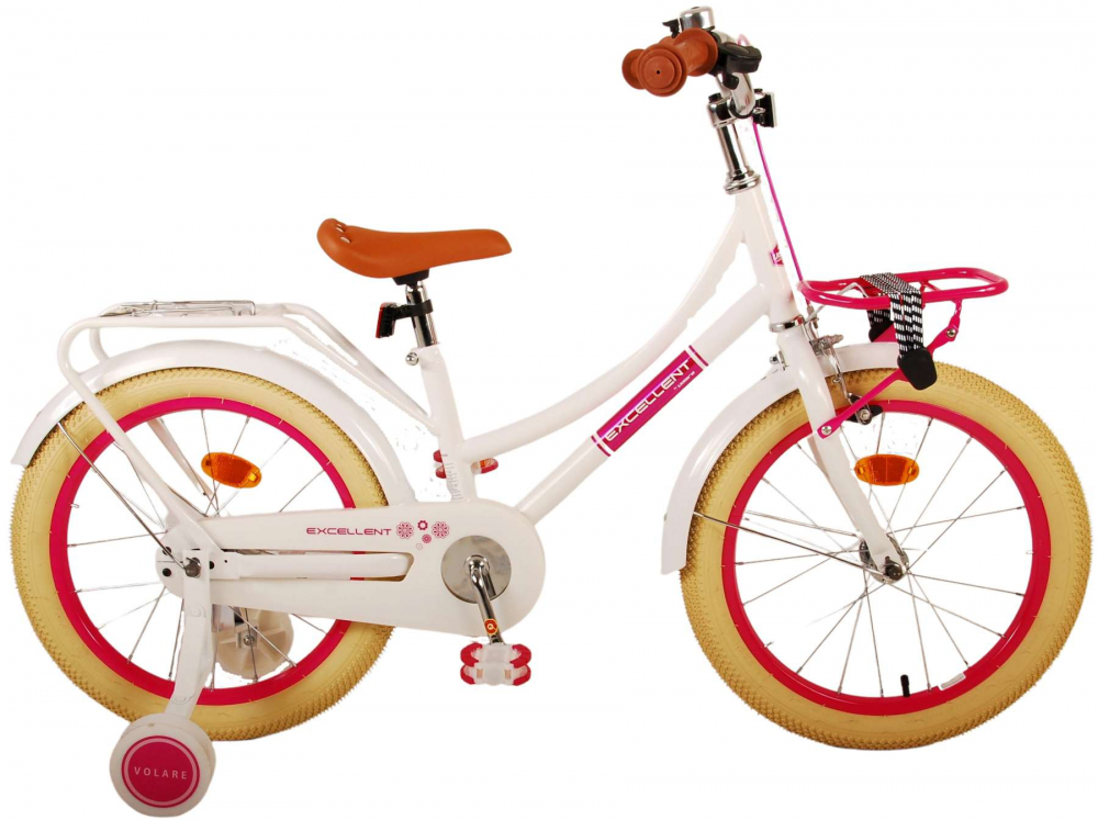 Bicicleta pentru fete Volare Excellent, 18 inch, culoare alb, frana de mana fata si frana contra spate [2]