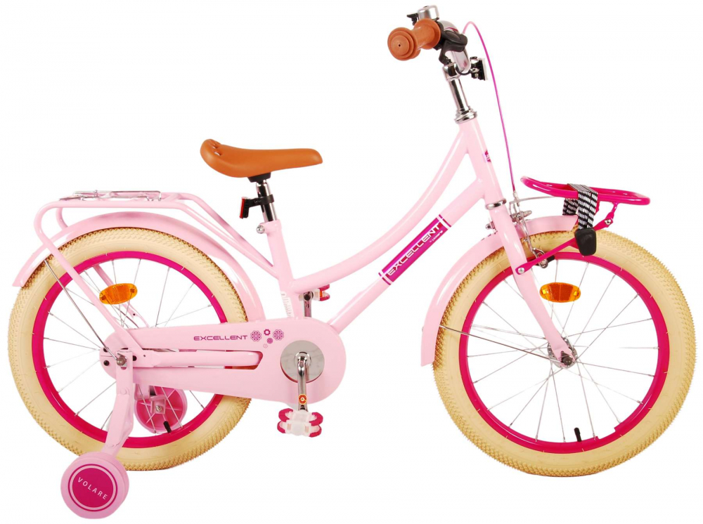 Bicicleta pentru fete Volare Excellent, 18 inch, culoare roz, frana de mana si contra