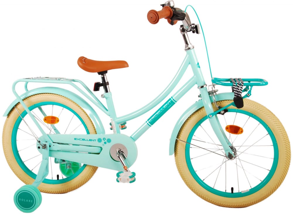 Bicicleta pentru fete Volare Excellent, 18 inch, culoare verde menta, frana de mana fata si frana contra spate