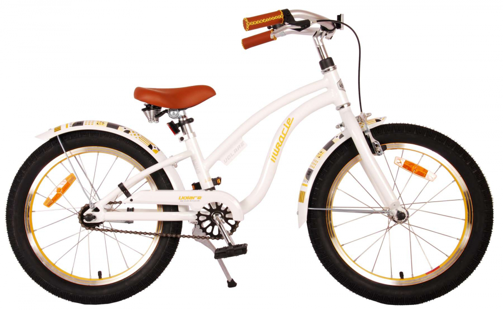 Bicicleta pentru fete Volare Miracle Cruiser, 18 inch, culoare alb, frana de mana + contra