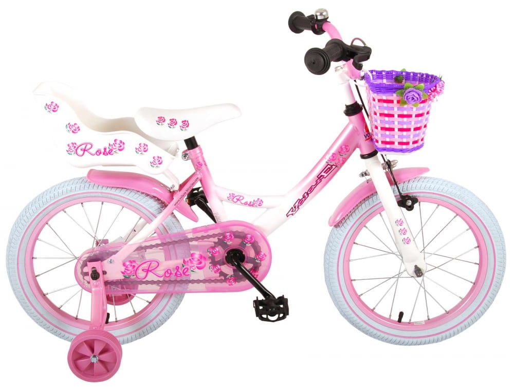 Bicicleta pentru fete Volare Rose, 16 inch, culoare roz, frana de mana fata si contra