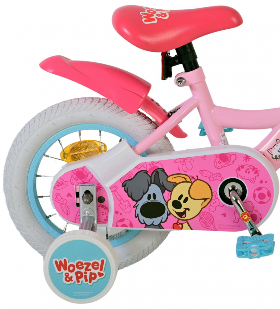 Bicicleta pentru fete Woezel & Pip, 12 inch, culoare roz, frana de mana fata si contra spate [9]