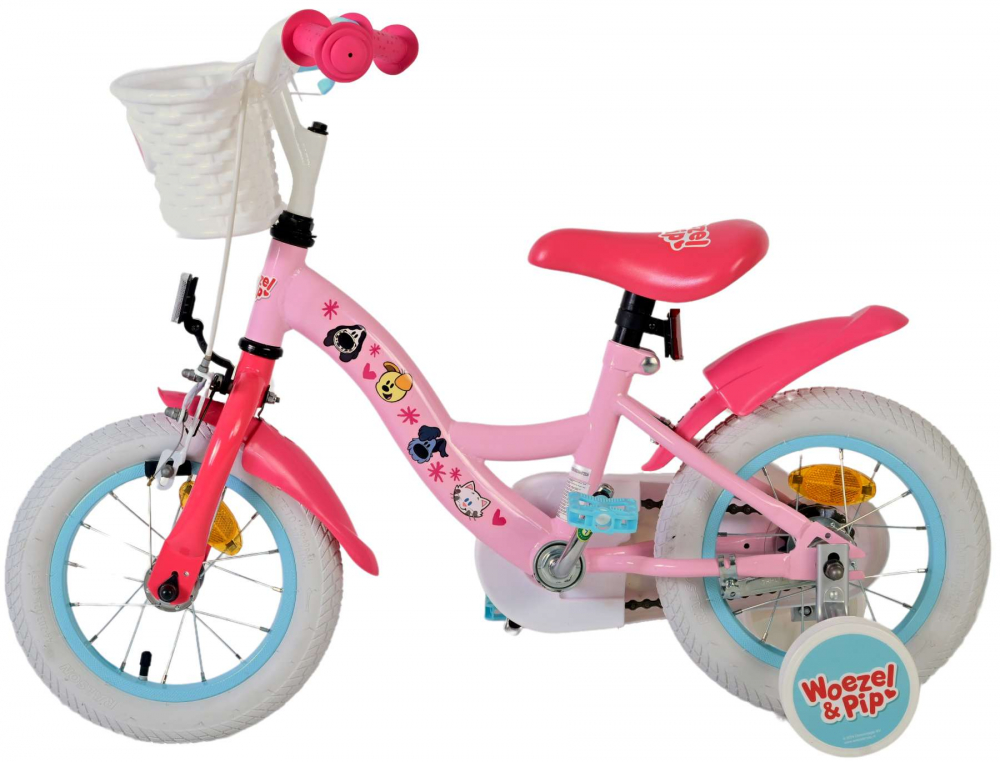 Bicicleta pentru fete Woezel & Pip, 12 inch, culoare roz, frana de mana fata si contra spate [4]