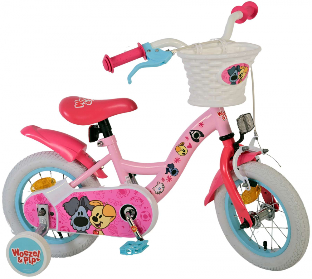 Bicicleta pentru fete Woezel & Pip, 12 inch, culoare roz, frana de mana fata si contra spate [10]