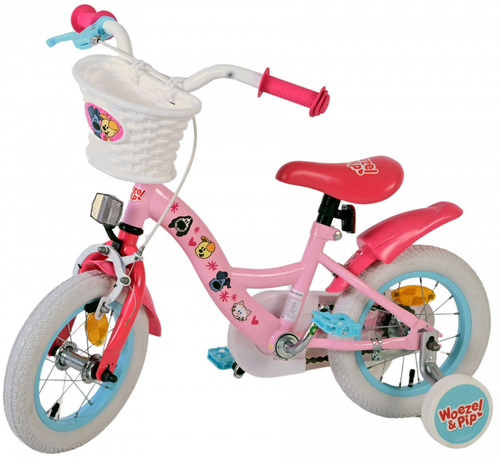 Bicicleta pentru fete Woezel & Pip, 12 inch, culoare roz, frana de mana fata si contra spate [3]