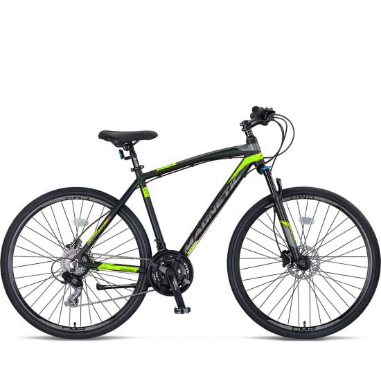 Bicicleta Trekking Umit Magnetic M-460-21-SHIM, culoare negru verde, roata 28  , cadru aluminiu, frana disc