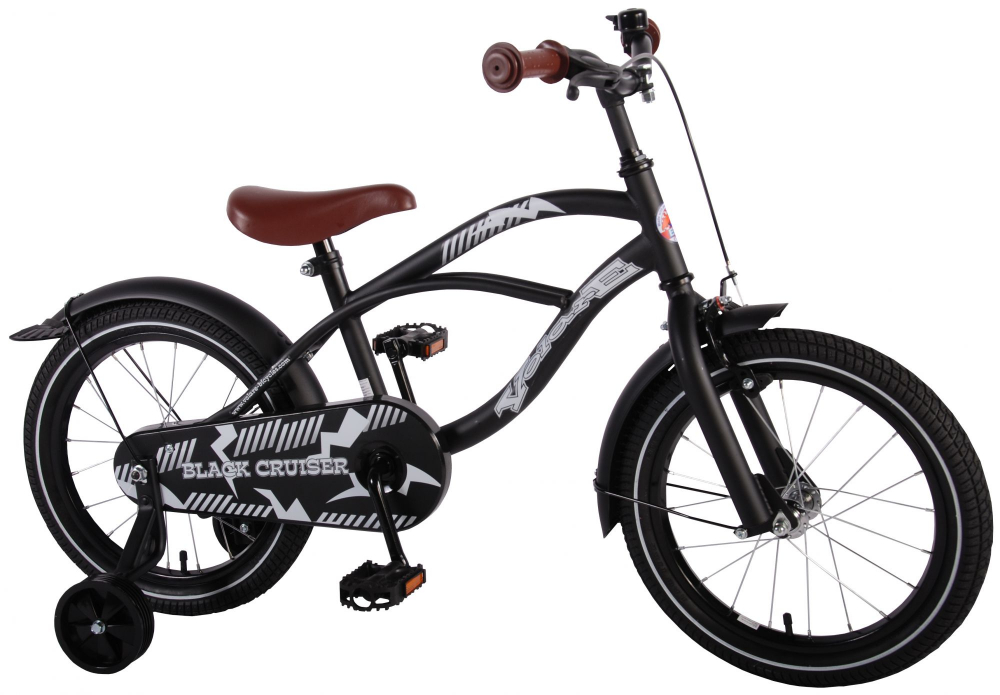 Bicicleta Volare Black Cruiser pentru baieti, 16 inch, culoare negru, frana de mana + contra