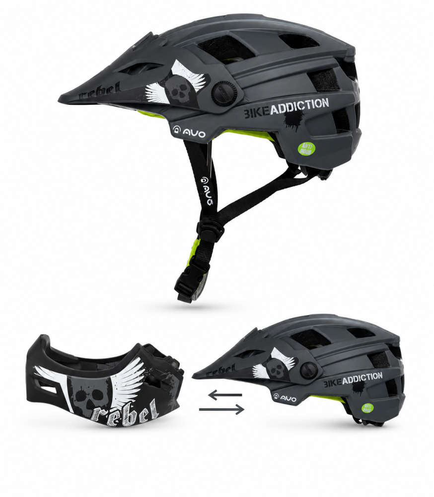 Casca bibiclete/trotinete MOON KS11 FULL FACE marime L (58-61cm) gri/negru/alb mat AVO REBEL [2]