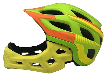 Casca bibiclete/trotinete PNY-49 FULLFACE verde/portocalu/galben MAT marime M (44-51cm) AVO [2]