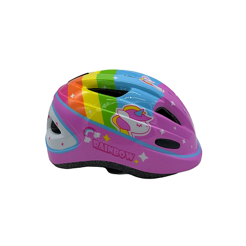 Casca biciclisti AVO-09, marime M (48-52cm), culoare roz, model curcubeu [3]