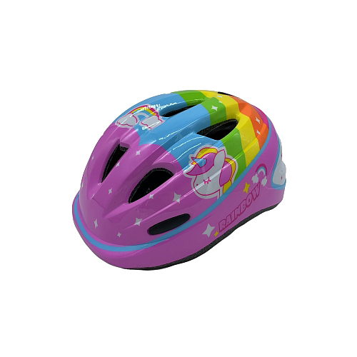 Casca biciclisti AVO-09, marime M (48-52cm), culoare roz, model curcubeu [2]