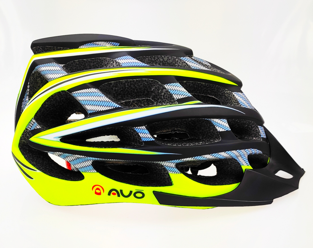 Casca biciclisti AVO-41, marime L (58-62 cm), culoare carbon/verde fluo [2]