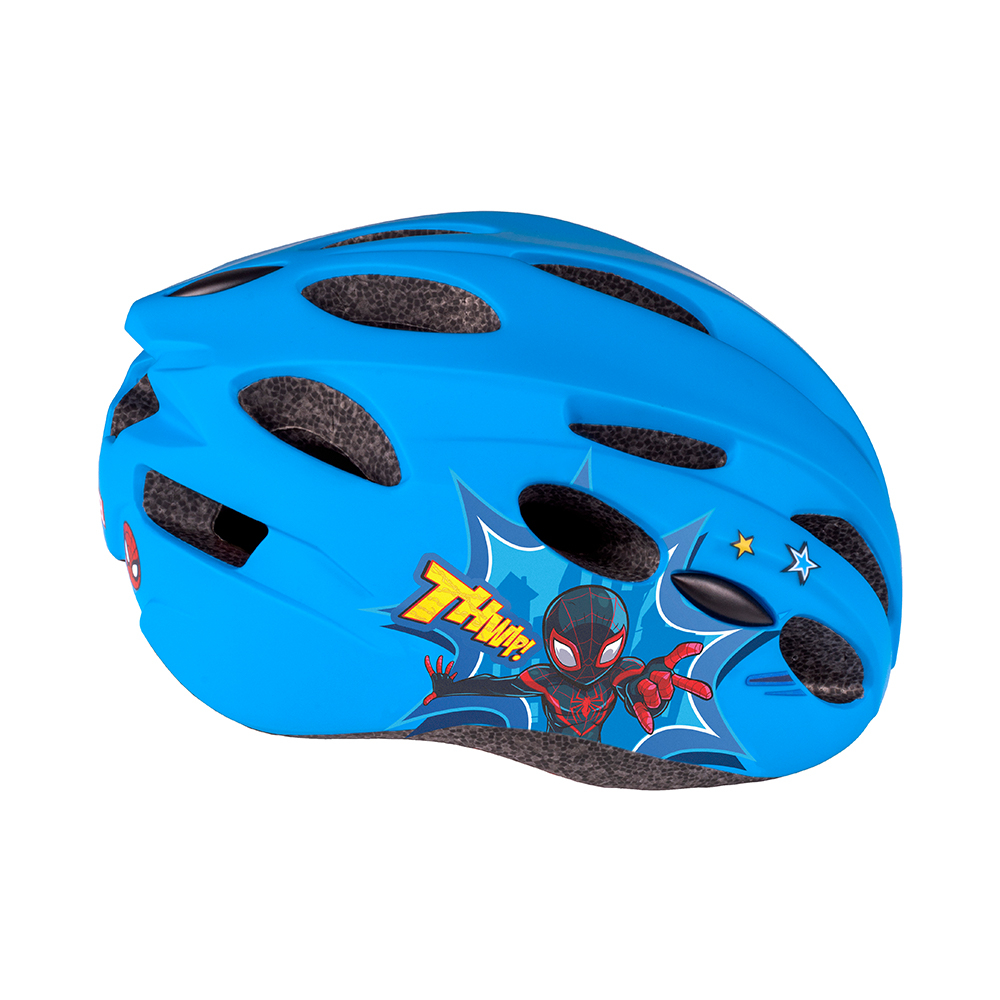 Casca biciclisti copii IN-MOLD, model Spiderman, culoare albastru, marime M(52-56cm)