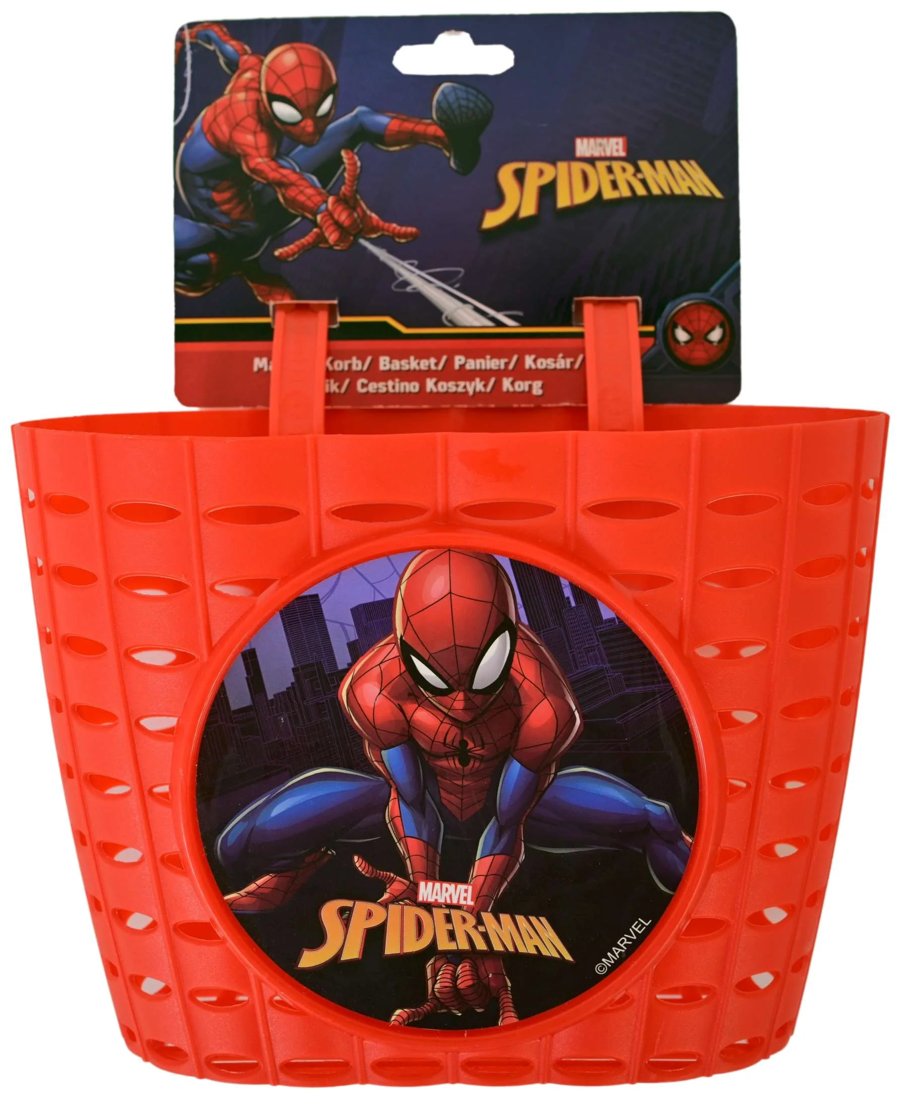 Cos de plastic pentru biciclete, model SpiderMan, culoare rosu [2]