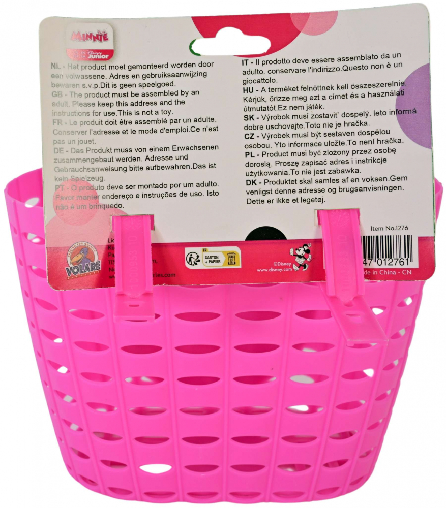 Cos de plastic pentru biciclete, model Minnie Mouse, culoare roz [3]
