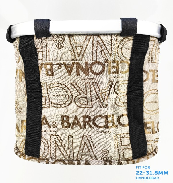 Cos fata biciclete tip geanta BL-F-009, prindere universala pe ghidon, culoare crem/maro [2]