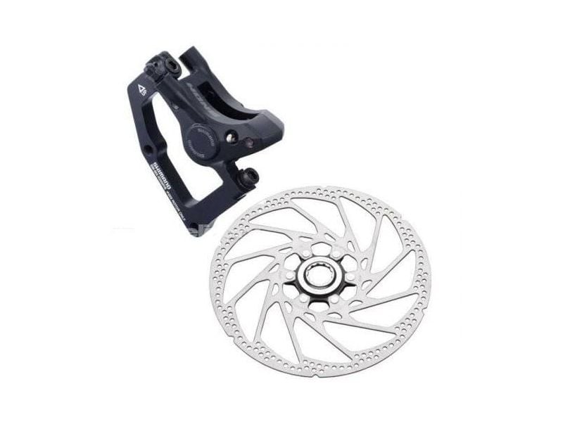 Etrier Frana Pe Disc  Rotor Shimano Hone Br-M601, Fata, Incl. Sm-Ma-F203P S (Wire) Pt. Furca Standard, Placute Metal, Rotor Sm-Rt62L, Ambalat Ind.