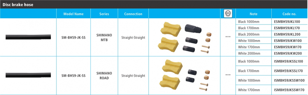 Furtun Hidraulic Shimano Sm-Bh59-Jk, 1700Mm Negru (Ajustabil), Conector Drept Pe Maneta (Neasamblat), Incl. Insertie Conectare, Incl. Tl-Bh61