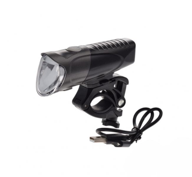 Lampa fata biciclete, 1 led, 200 lumeni, culoare negru, incaracare USB