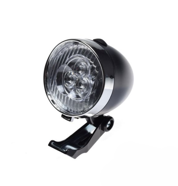 Lampa fata biciclete retro, 3 led-uri, culoare negru