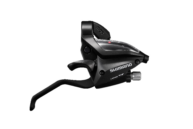 Maneta schimbator frana Shimano ST-EF500-8R, montaj dreapta, 8 viteze, cablu 2050mm, 2 degete, pentru V-Brake, culoare negru