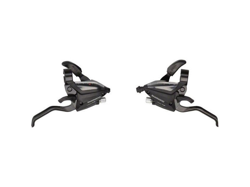 Manete Schimbator Frana Shimano St-Ef500-2A, 8X3 Vit., Standard Schimbator Frana Cablu Camasa Neagra (Sp41), 2 Degete, Pt. V-Brake, Negru, Ambalat Ind.