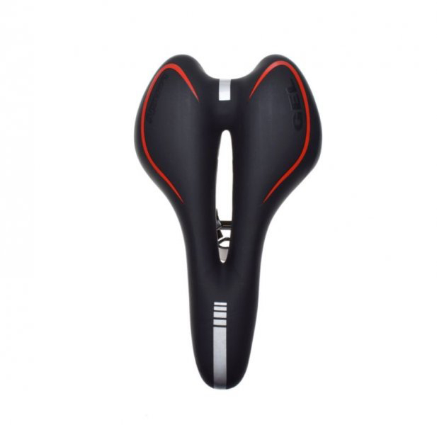 Sa bicicleta, confort gel, cu gaura ventilatie, culoare negru/rosu [2]