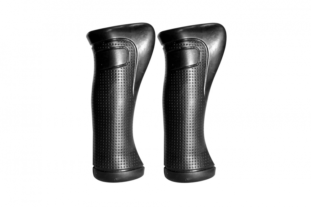 Set 2 mansoane biciclete KRIS Ergo cu suport pentru palma, PVC, 120mm, culoare negru [2]