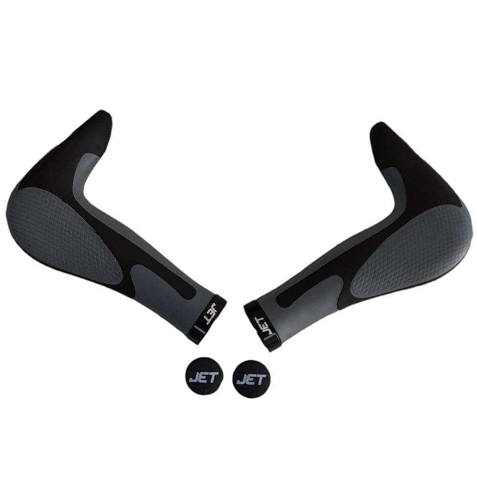 Set 2 mansoane ergonomice cu blocaj, pentru biciclete Jet G-205, culoare negru gri