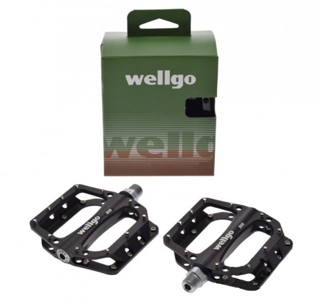 Set 2 pedale Wellgo din aluminiu, filet 9 16, culoare negru