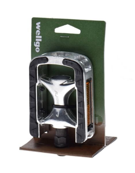 Set 2 pedale Wellgo din aluminiu pentru bicicleta, filet 9/16, culoare negru/argintiu [2]