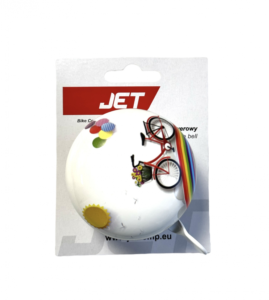 Sonerie biciclete Jet 65mm, model clasic, culoare alb, model cu bicicleta [3]