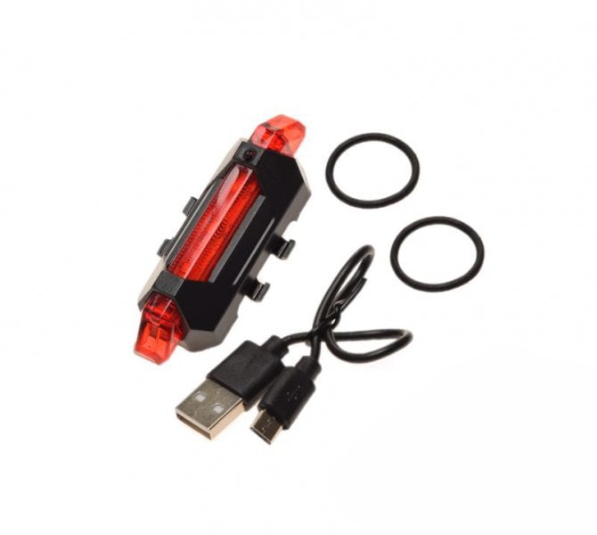 Stop spate biciclete LED, incarcare USB, prindere universala