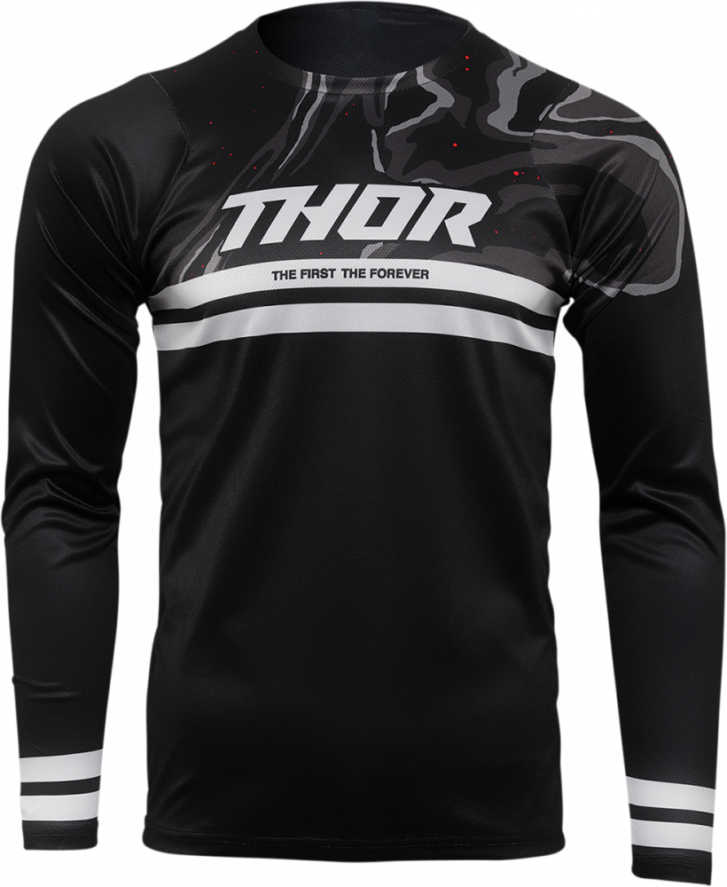 Tricou biciclisti Thor, culoare negru alb, marime 2XL