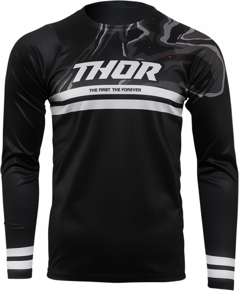 Tricou biciclisti Thor, culoare negru alb, marime XL