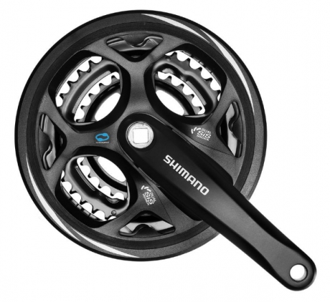 Transmisie & Accesorii - Angrenaj Pedalier Shimano Altus MTB, 48X38X28T, Brat 175MM, Pentru 7/8 Viteze Pe Spate, Negru