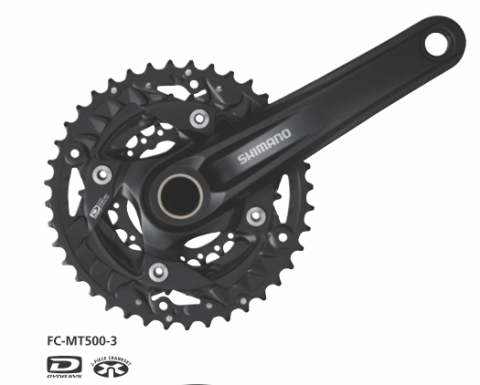 Transmisie & Accesorii - Angrenaj Pedalier Shimano Deore MTB, 40X30X22T, Brat 175MM,10 Viteze Pe Spate, Fara Butuc Pedalier, Negru