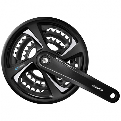 Transmisie & Accesorii - Angrenaj pedalier Shimano Tourney FC-TX801, 42X32X22T, brat 170mm, pentru 7/8 viteze pe spate, cu cg, compatibil chaincase, include suruburi, culoare negru