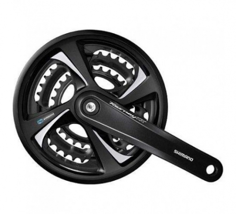 Transmisie & Accesorii - Angrenaj Pedalier Shimano Tourney Fc-Tx801, 42X32X22T, Brat 175Mm, Pt. 7/8 Vit. Pe Spate, Compatibil Chaincase, Cu/Cg, Incl. Suruburi, Negru, Vrac
