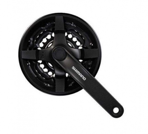 Transmisie & Accesorii - Angrenaj Pedalier Shimano Tourney Fc-Ty301, 48X38X28T, Brat 170Mm, Pt. 6/7/8 Vit. Pe Spate, Cu Cg, Compatibil Chaincase, Negru, Vrac