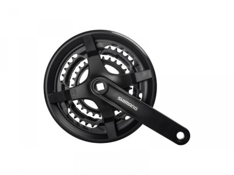 Transmisie & Accesorii - Angrenaj Pedalier Shimano Tourney Fc-Ty301, 48X38X28T, Brat 175Mm, Pt. 6/7/8 Vit. Pe Spate, Cu Cg, Compatibil Chaincase, Negru, Vrac