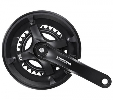 Transmisie & Accesorii - Angrenaj pedalier Shimano Tourney FC-TY501-2, 46X30T, brat 175mm, pentru 7/8 viteze, spate, culoare negru