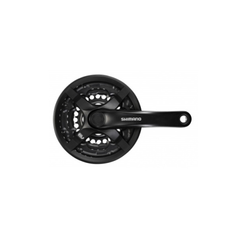 Angrenaje - Angrenaj Pedalier Shimano Tourney Fc-Ty501, 48X38X28T, Brat 175Mm, Pt. 6/7/8 Vit. Pe Spate, Cg, Suruburi De Fixare, Negru, Ambalat Ind.