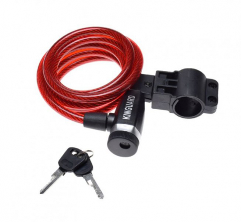 Accesorii-Design-Ornament - Antifurt cu cheie 10mm x 1800mm, culoare rosu/negru, cu suport montare