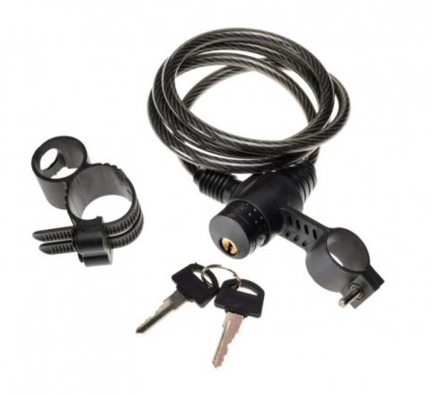 Accesorii-Design-Ornament - Antifurt cu cheie 8 mm x 1200 mm, culoare negru, cu suport montare