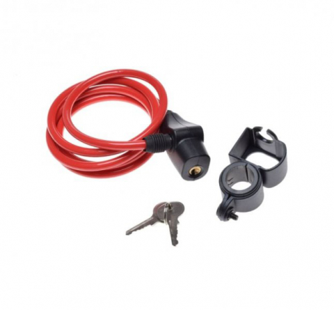 Accesorii-Design-Ornament - Antifurt cu cheie 8 mm x 1500 mm, culoare rosu, cu suport montare